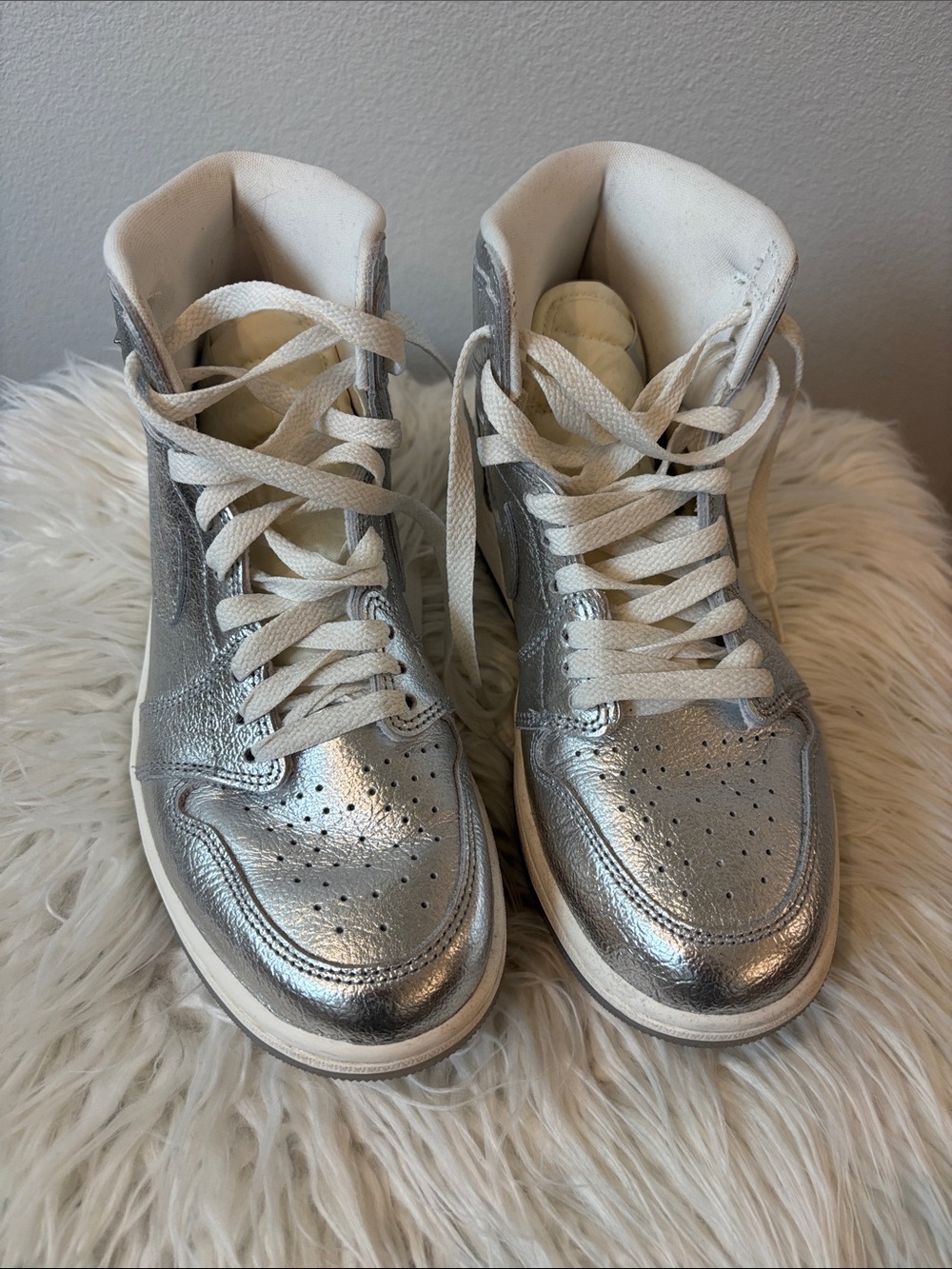Nike Metallic Silver High-Top Sneakers